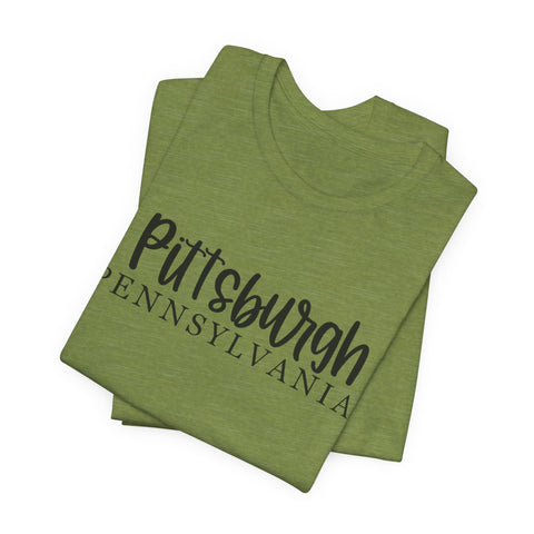 Pittsburgh Map (Print on Back) - Unisex Jersey Short Sleeve Tee T-Shirt - YinzerShop