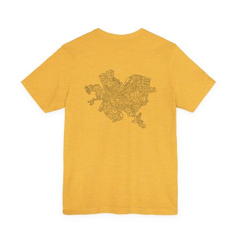 Pittsburgh Map (Print on Back) - Unisex Jersey Short Sleeve Tee T-Shirt - YinzerShop