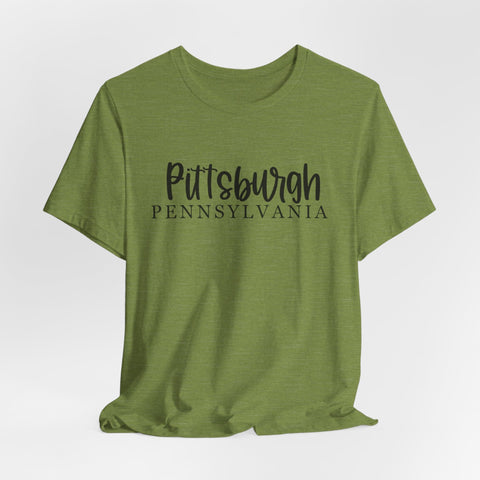 Pittsburgh Map (Print on Back) - Unisex Jersey Short Sleeve Tee T-Shirt - YinzerShop