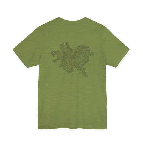Pittsburgh Map (Print on Back) - Unisex Jersey Short Sleeve Tee T-Shirt - YinzerShop