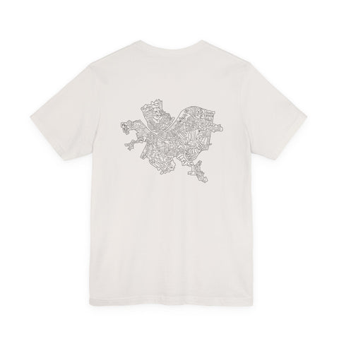 Pittsburgh Map (Print on Back) - Unisex Jersey Short Sleeve Tee T-Shirt - YinzerShop