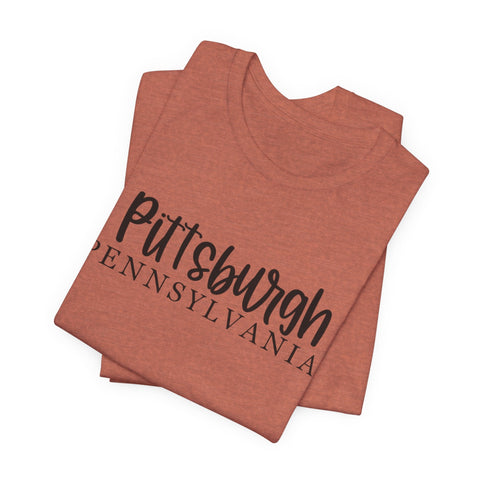 Pittsburgh Map (Print on Back) - Unisex Jersey Short Sleeve Tee T-Shirt - YinzerShop