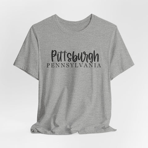 Pittsburgh Map (Print on Back) - Unisex Jersey Short Sleeve Tee T-Shirt - YinzerShop