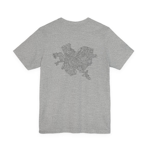Pittsburgh Map (Print on Back) - Unisex Jersey Short Sleeve Tee T-Shirt - YinzerShop