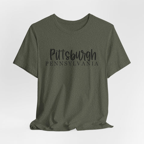 Pittsburgh Map (Print on Back) - Unisex Jersey Short Sleeve Tee T-Shirt - YinzerShop
