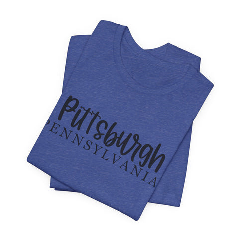 Pittsburgh Map (Print on Back) - Unisex Jersey Short Sleeve Tee T-Shirt - YinzerShop