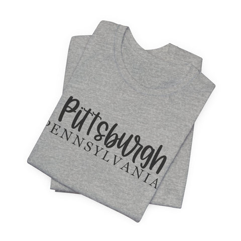 Pittsburgh Map (Print on Back) - Unisex Jersey Short Sleeve Tee T-Shirt - YinzerShop