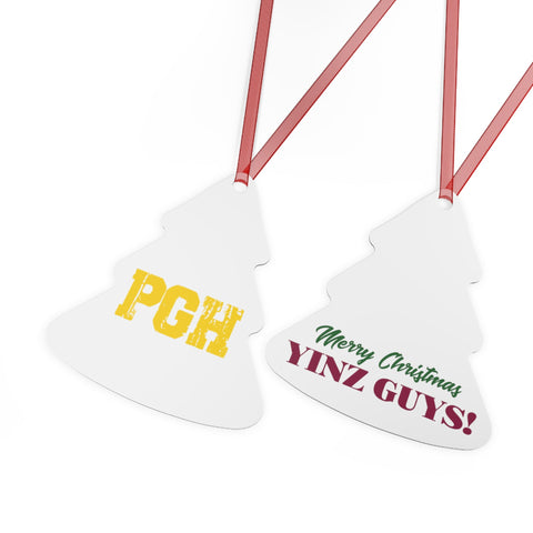Pittsburgh Merry Christmas Yinz Guys Metal Ornaments Home Decor - YinzerShop