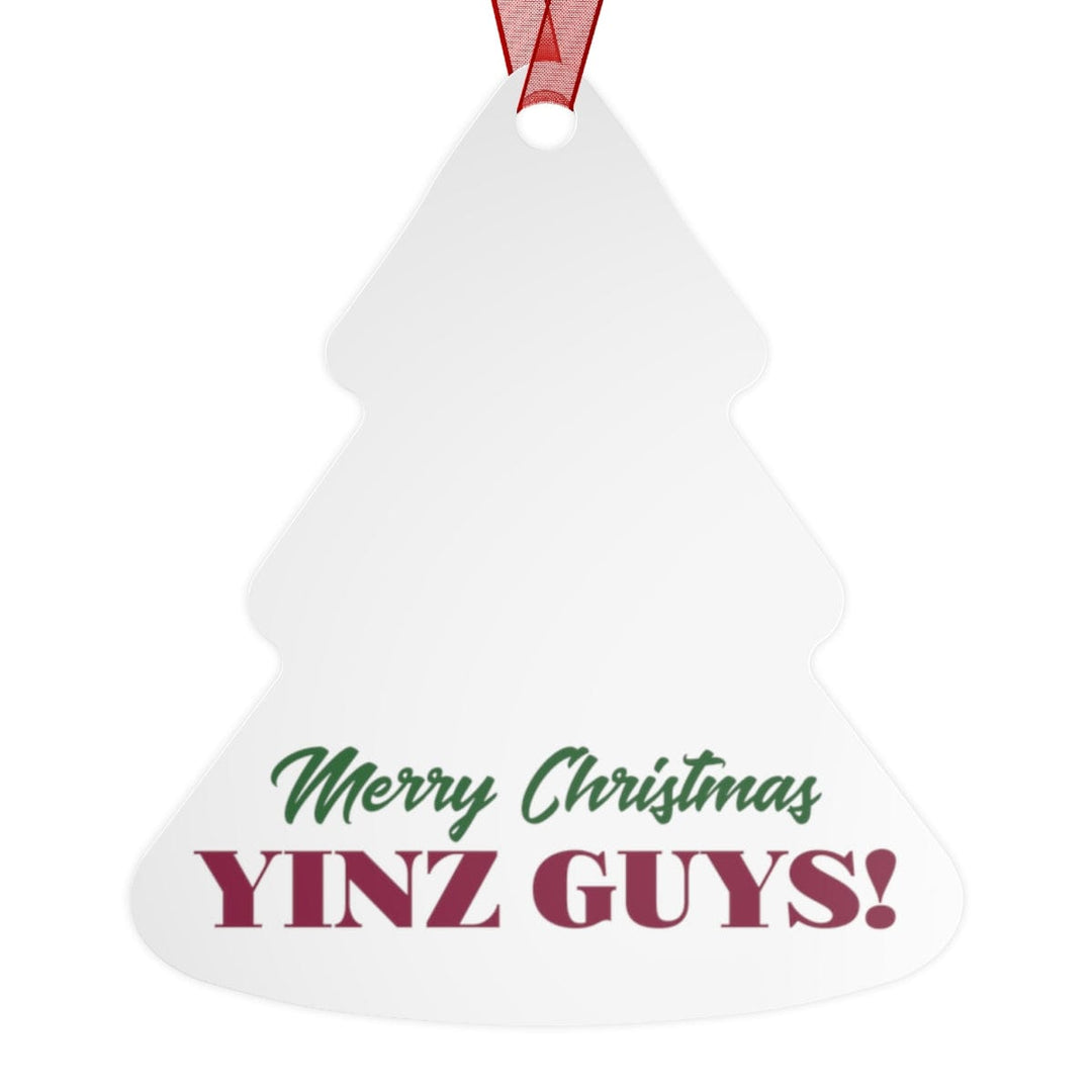 Pittsburgh Merry Christmas Yinz Guys Metal Ornaments Ornament Printify   