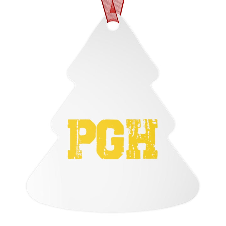 Pittsburgh Merry Christmas Yinz Guys Metal Ornaments Ornament Printify Tree One Size 