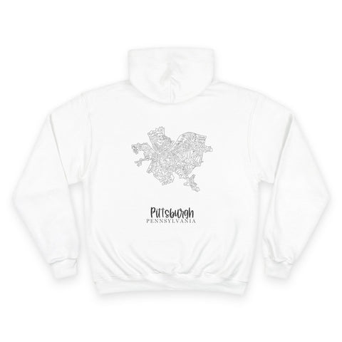 Pittsburgh Neighborhood Hoodie - Champion S700 Eco Hooded Sweatshirt With Map Print Hoodie - YinzerShop