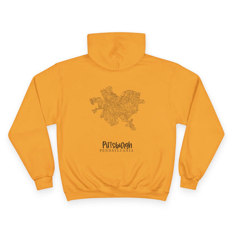 Pittsburgh Neighborhood Hoodie - Champion S700 Eco Hooded Sweatshirt With Map Print Hoodie - YinzerShop