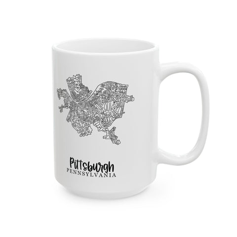 Pittsburgh Neighborhood Map - Coffee Mugs (11oz, 15oz) Mug - YinzerShop