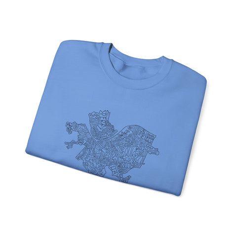 Pittsburgh Neighborhood Map Heavy Blend™ Crewneck Sweatshirt Sweatshirt - YinzerShop