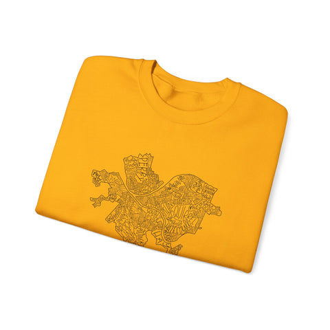 Pittsburgh Neighborhood Map Heavy Blend™ Crewneck Sweatshirt Sweatshirt - YinzerShop