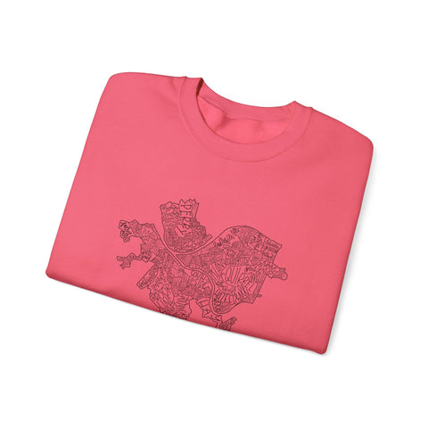 Pittsburgh Neighborhood Map Heavy Blend™ Crewneck Sweatshirt Sweatshirt - YinzerShop
