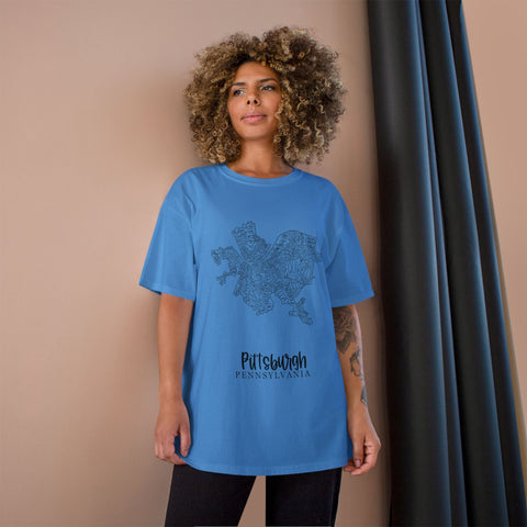 Pittsburgh Neighborhood Map T-Shirt T-Shirt - YinzerShop