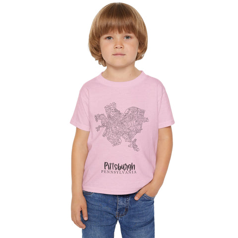 Pittsburgh Neighborhood Map Toddler T-Shirt Kids Apparel - YinzerShop