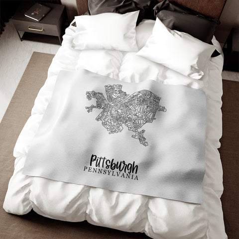 Pittsburgh Neighborhood Map - TT Style - Sweatshirt Blanket Home Decor - YinzerShop