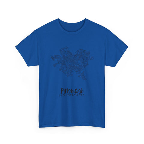 Pittsburgh Neighborhood Map Unisex Heavy Cotton Tee T-Shirt - YinzerShop