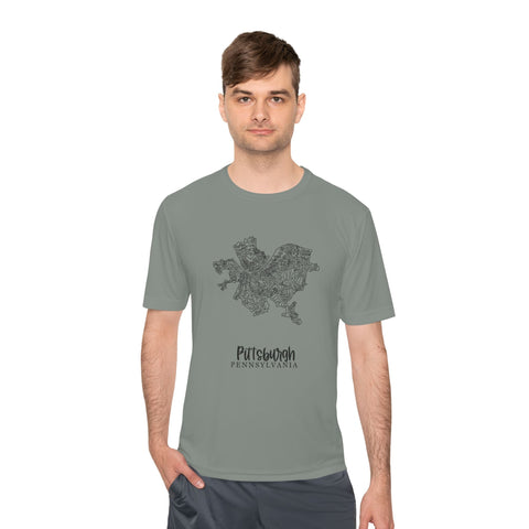 Pittsburgh Neighborhood Map - Unisex Moisture Wicking Tee T-Shirt - YinzerShop
