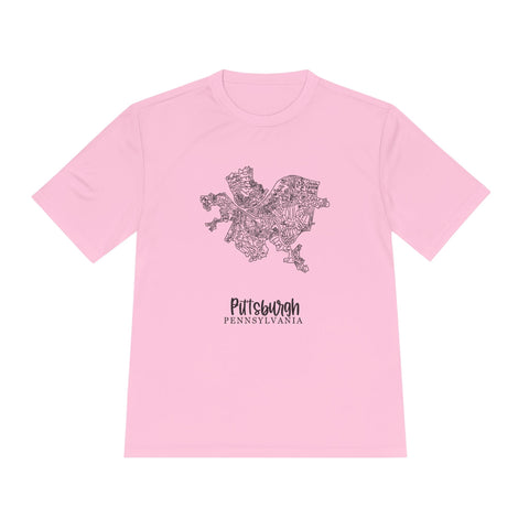 Pittsburgh Neighborhood Map - Unisex Moisture Wicking Tee T-Shirt - YinzerShop