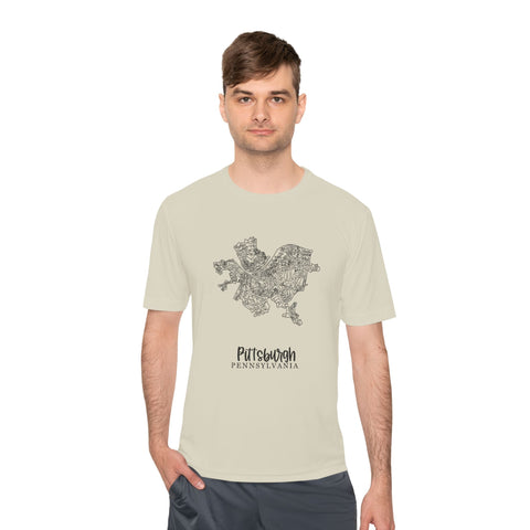 Pittsburgh Neighborhood Map - Unisex Moisture Wicking Tee T-Shirt - YinzerShop