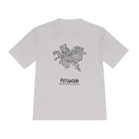 Pittsburgh Neighborhood Map - Unisex Moisture Wicking Tee T-Shirt - YinzerShop