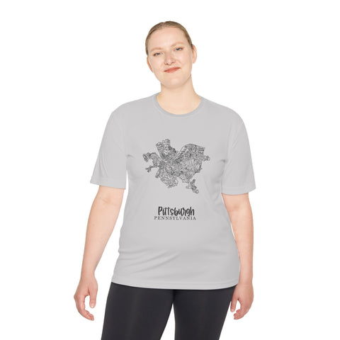 Pittsburgh Neighborhood Map - Unisex Moisture Wicking Tee T-Shirt - YinzerShop