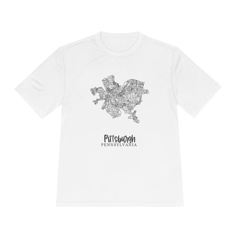 Pittsburgh Neighborhood Map - Unisex Moisture Wicking Tee T-Shirt - YinzerShop