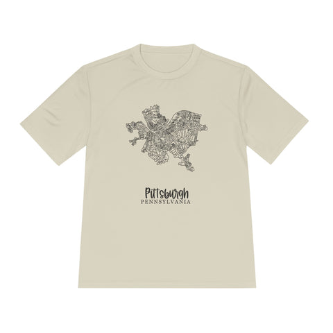 Pittsburgh Neighborhood Map - Unisex Moisture Wicking Tee T-Shirt - YinzerShop