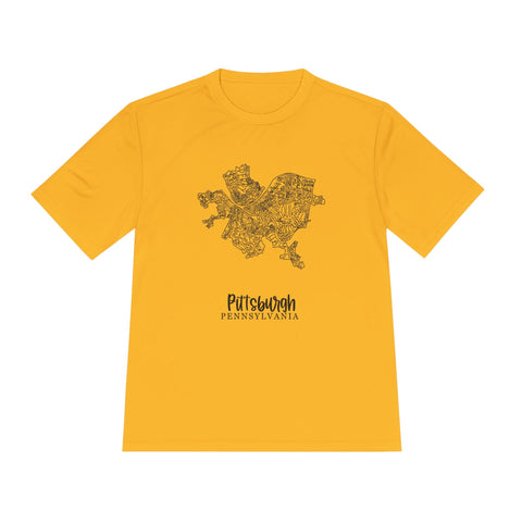 Pittsburgh Neighborhood Map - Unisex Moisture Wicking Tee T-Shirt - YinzerShop