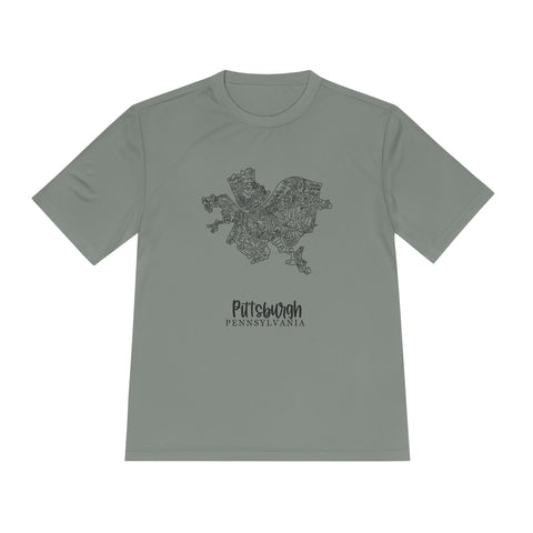 Pittsburgh Neighborhood Map - Unisex Moisture Wicking Tee T-Shirt - YinzerShop