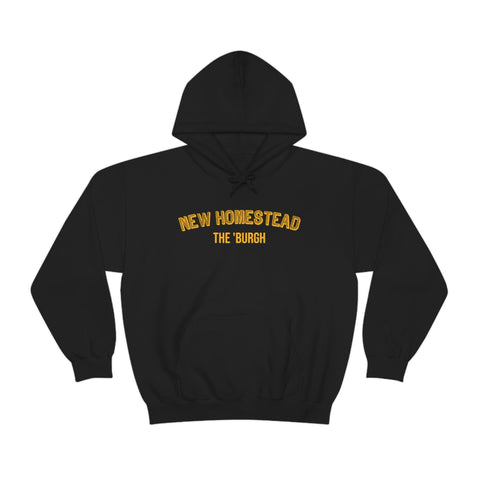 Pittsburgh Neighborhood - New Homestead - The 'Burgh Neighborhood Series -Hooded Sweatshirt Hoodie Printify Black S 