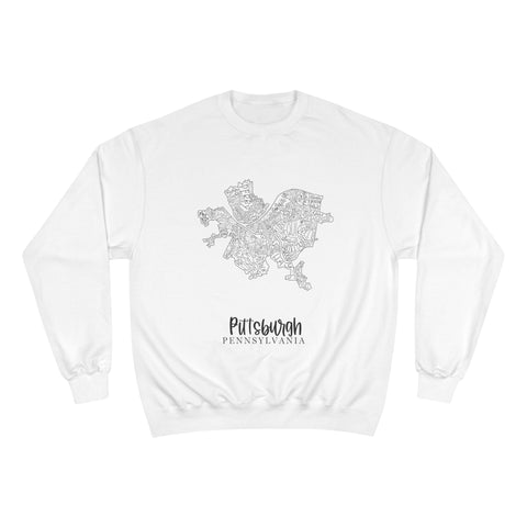 Pittsburgh Neighborhood Sweatshirt – Champion Crewneck Eco Friendly Map Print Sweatshirt - YinzerShop