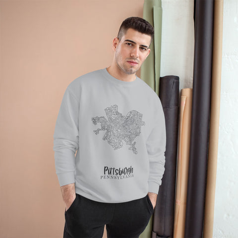 Pittsburgh Neighborhood Sweatshirt – Champion Crewneck Eco Friendly Map Print Sweatshirt - YinzerShop
