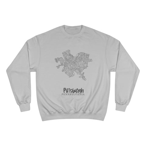 Pittsburgh Neighborhood Sweatshirt – Champion Crewneck Eco Friendly Map Print Sweatshirt - YinzerShop