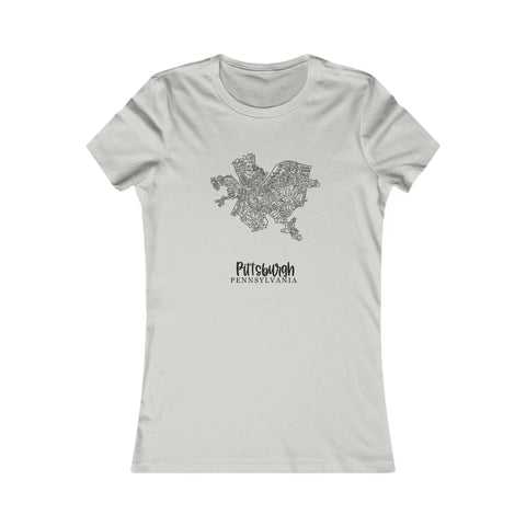 Pittsburgh Neighborhood Tee - Women's Graphic Slim Fit Cotton Crew Neck Shirt T-Shirt - YinzerShop