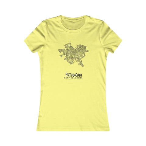 Pittsburgh Neighborhood Tee - Women's Graphic Slim Fit Cotton Crew Neck Shirt T-Shirt - YinzerShop