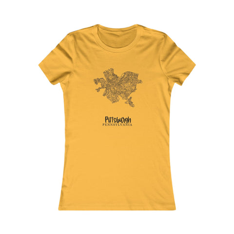 Pittsburgh Neighborhood Tee - Women's Graphic Slim Fit Cotton Crew Neck Shirt T-Shirt - YinzerShop