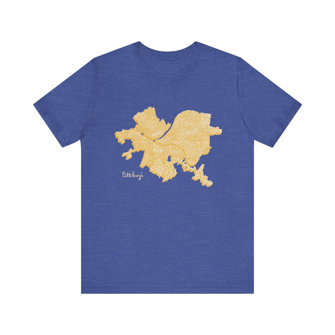 Pittsburgh Neighborhoods Word Art Map - Bella+Canvas Unisex Jersey Short Sleeve Tee T-Shirt - YinzerShop