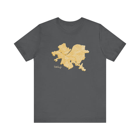 Pittsburgh Neighborhoods Word Art Map - Bella+Canvas Unisex Jersey Short Sleeve Tee T-Shirt - YinzerShop