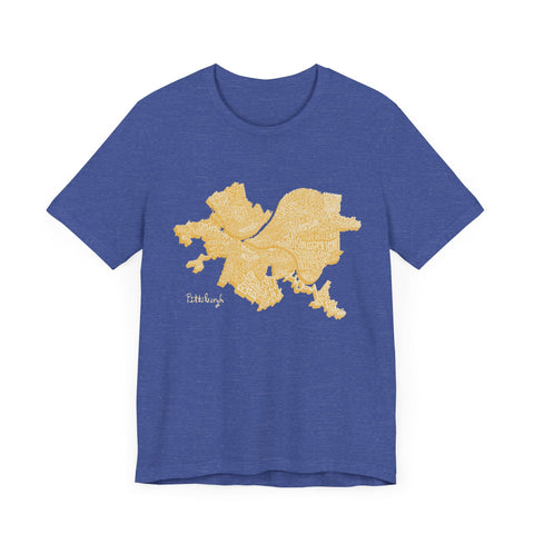 Pittsburgh Neighborhoods Word Art Map - Bella+Canvas Unisex Jersey Short Sleeve Tee T-Shirt - YinzerShop