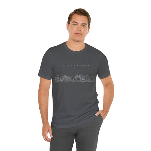 Pittsburgh One Line Drawing of Skyline T-Shirt - Unisex bella+canvas 3001 T-Shirt - YinzerShop