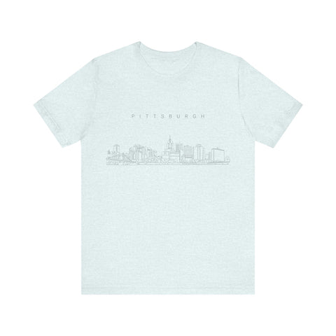 Pittsburgh One Line Drawing of Skyline T-Shirt - Unisex bella+canvas 3001 T-Shirt - YinzerShop