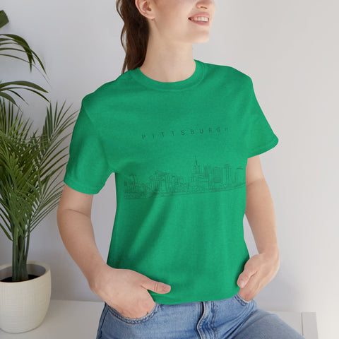 Pittsburgh One Line Drawing of Skyline T-Shirt - Unisex bella+canvas 3001 T-Shirt - YinzerShop