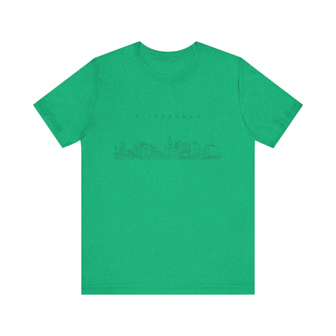 Pittsburgh One Line Drawing of Skyline T-Shirt - Unisex bella+canvas 3001 T-Shirt - YinzerShop