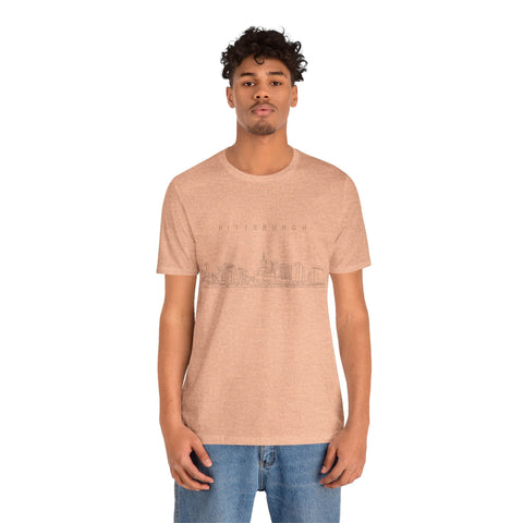 Pittsburgh One Line Drawing of Skyline T-Shirt - Unisex bella+canvas 3001 T-Shirt - YinzerShop