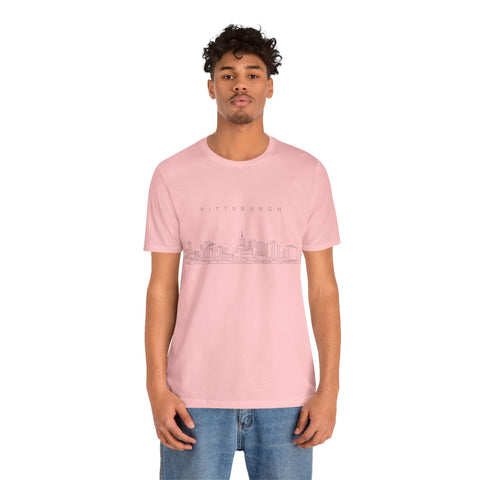 Pittsburgh One Line Drawing of Skyline T-Shirt - Unisex bella+canvas 3001 T-Shirt - YinzerShop