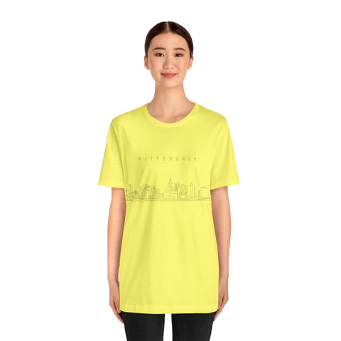 Pittsburgh One Line Drawing of Skyline T-Shirt - Unisex bella+canvas 3001 T-Shirt - YinzerShop